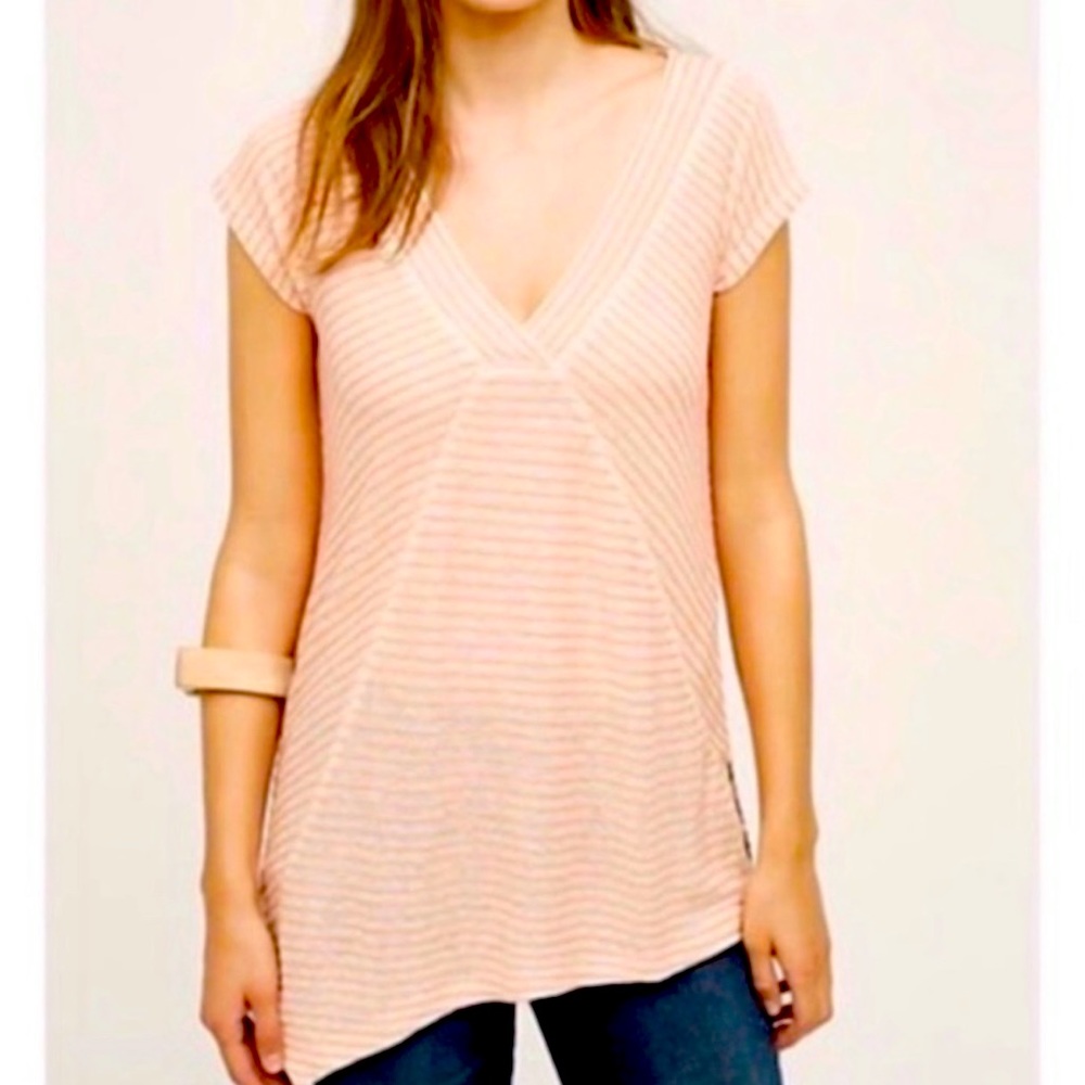 Anthropologie Meadow Rue Striped Asymmetrical Tee - Picture 1 of 7